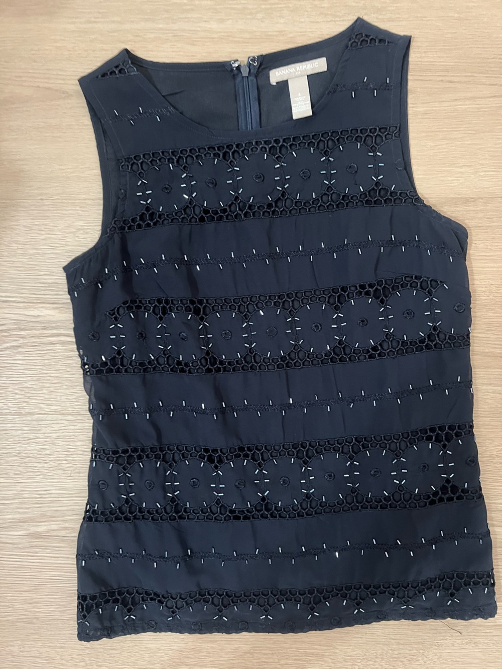 Banana Republic Navy Eyelet Detail Tank